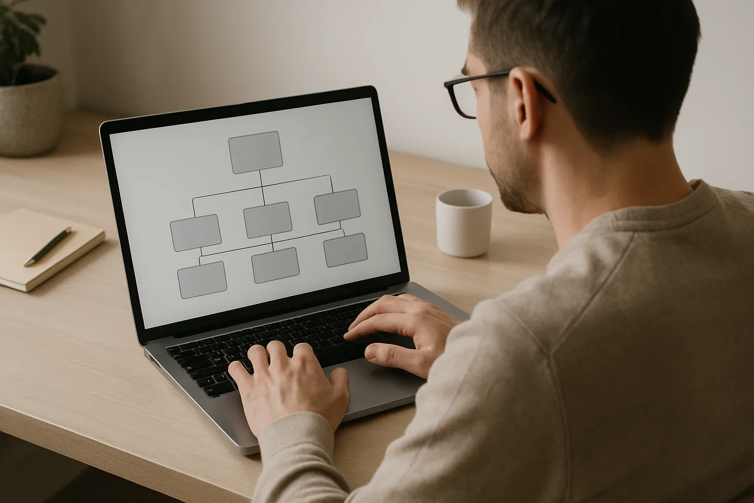 Une personne examine la structure d’un site web sur un ordinateur portable.
